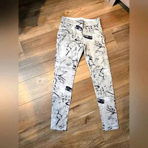Women marble denim gray black modern geometric skinny jeans